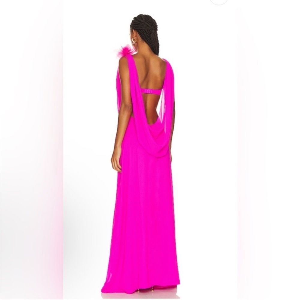 For Love And Lemons Davis Chiffon Bright Pink‎ Underwire Maxi Dress Gown - Picture 7 of 13